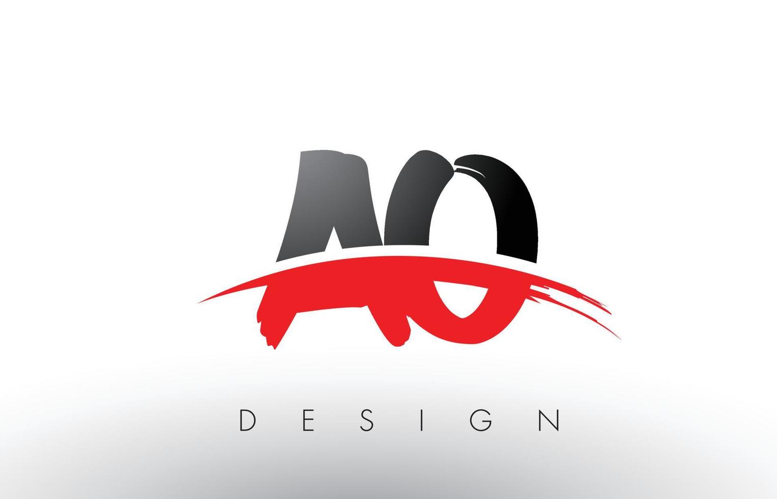 Lettres du logo ao ao avec brosse swoosh rouge et noire vecteur