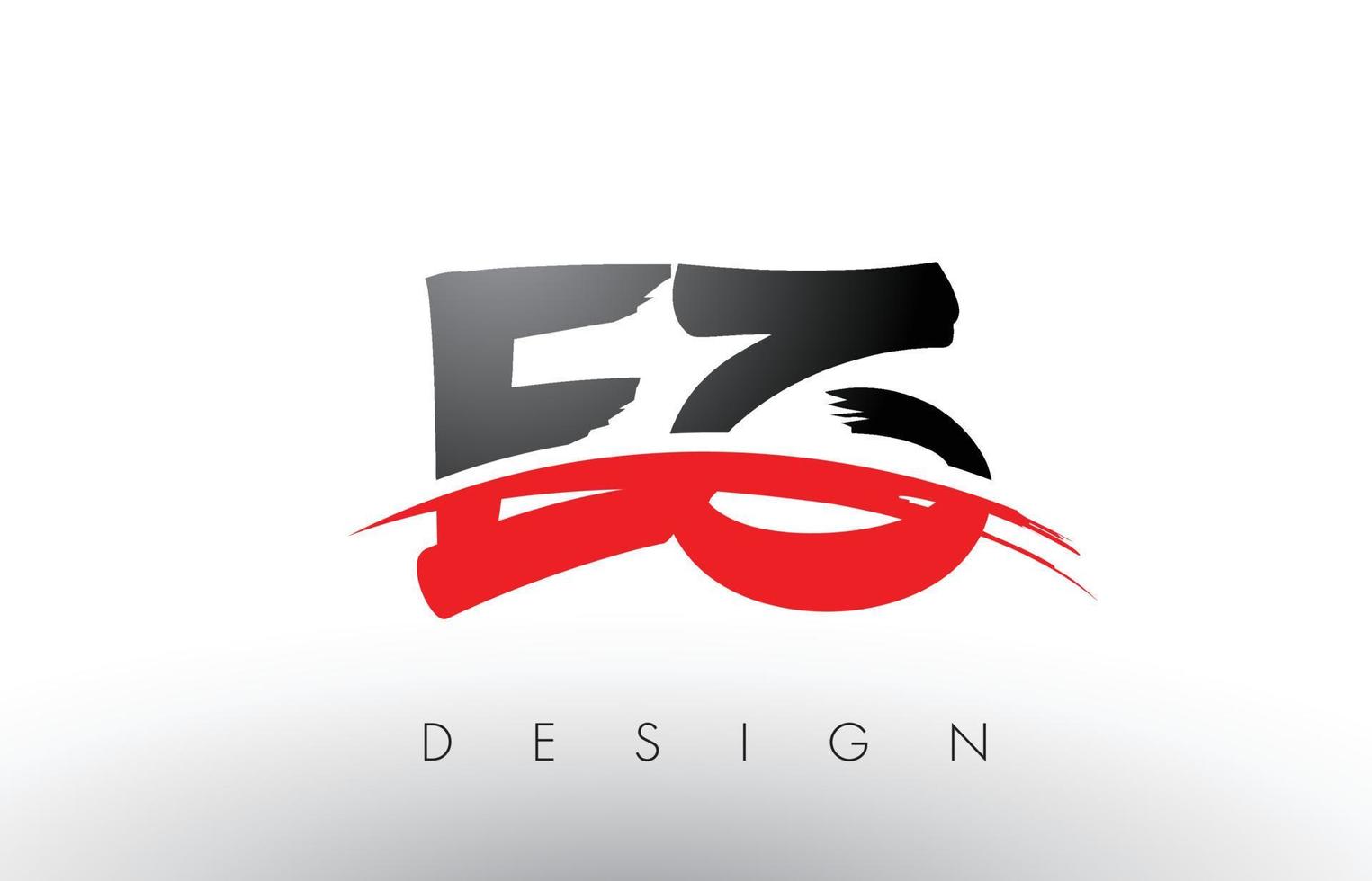 Lettres du logo ez ez brush avec swoosh rouge et noir sur le devant vecteur