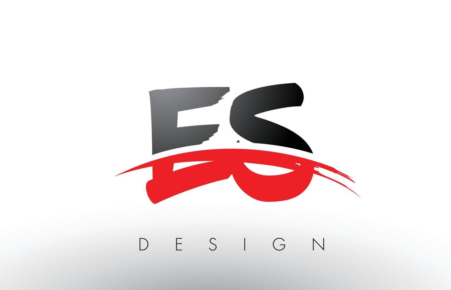 es es brush logo lettres avec swoosh rouge et noir sur le devant de la brosse vecteur