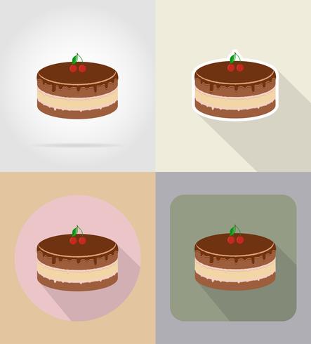 gâteau gâteau au chocolat nourriture et objets plats icônes vector illustration