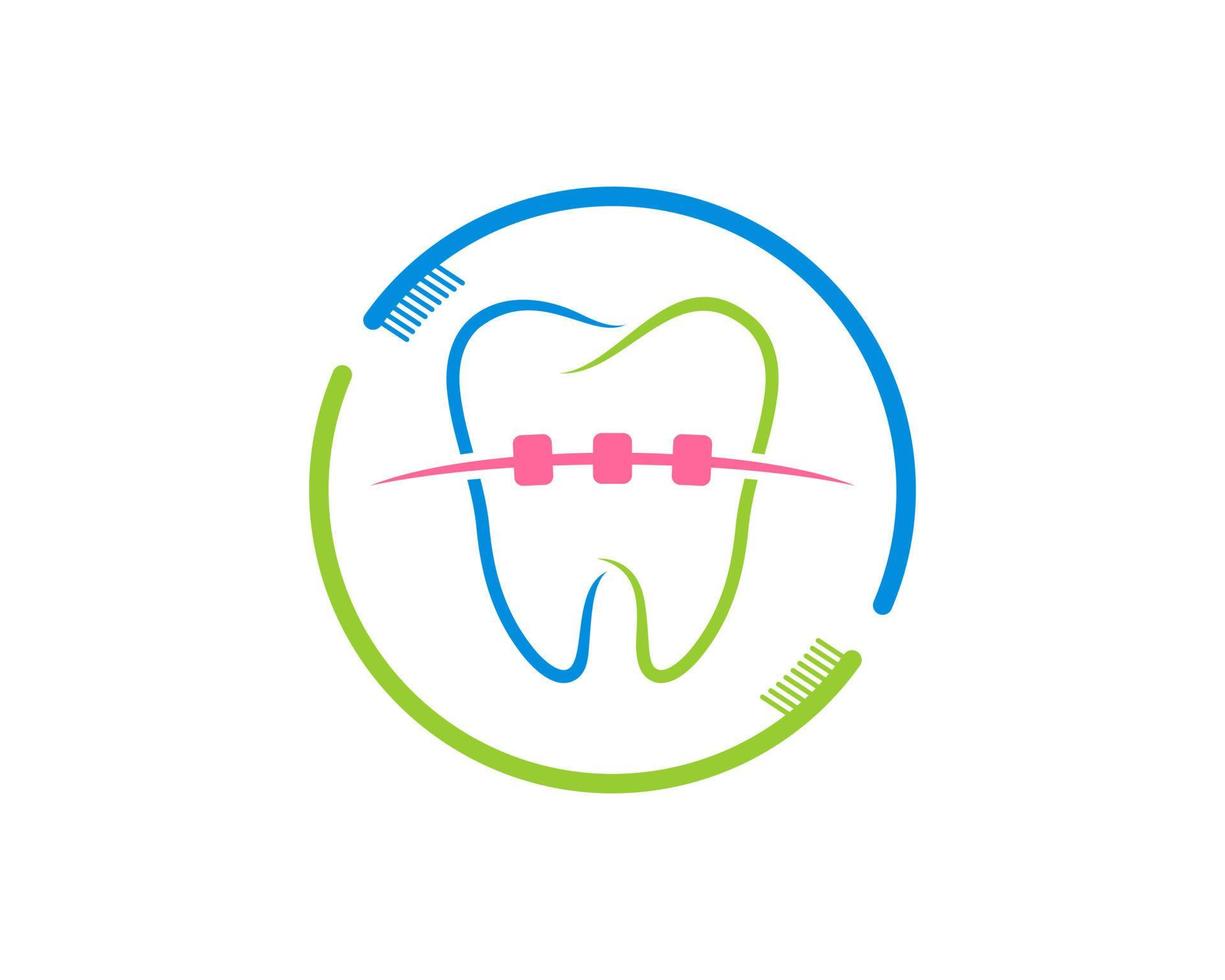 brosse à dents circulaire avec support dentaire à l'intérieur vecteur