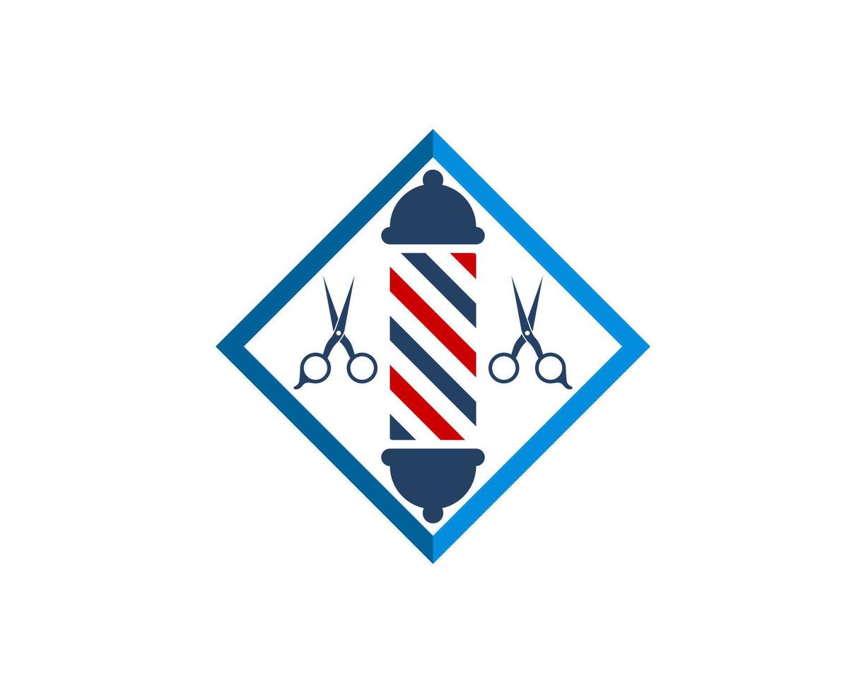 forme carrée avec symbole de salon de coiffure et ciseaux vecteur