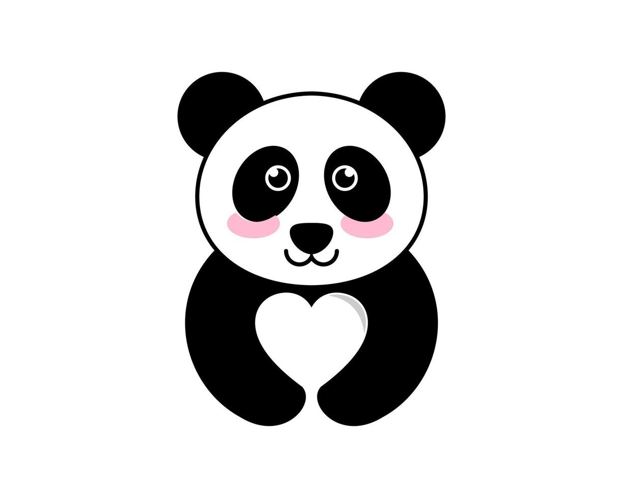 panda femelle mignon avec forme d'amour à portée de main vecteur