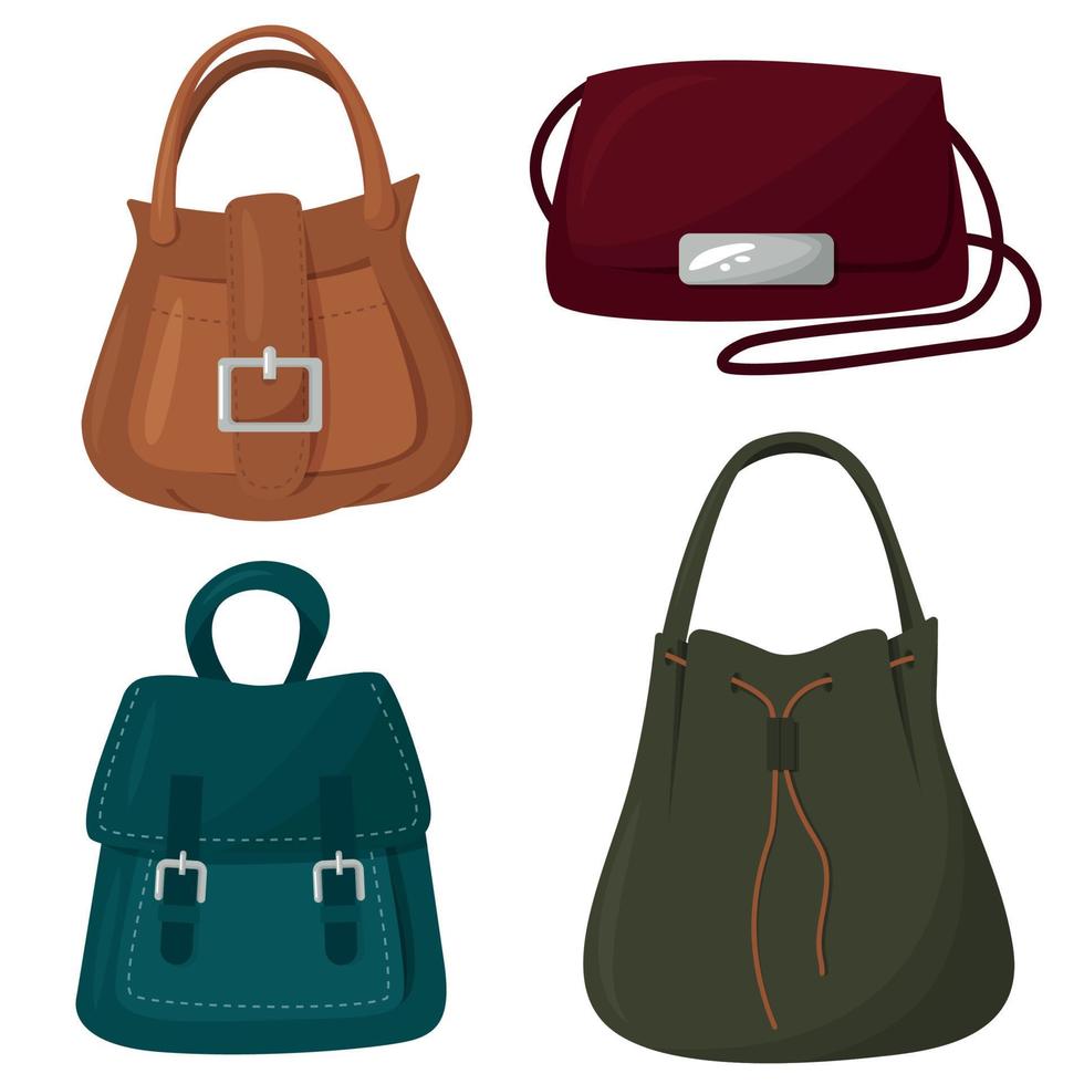 ensemble de vecteurs de sacs à main pour femmes. sac femme. design plat, illustration vectorielle. vecteur