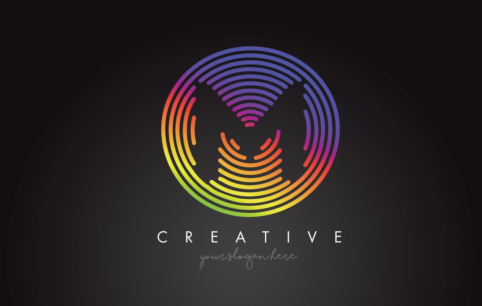 création de logo de lettre m avec des formes circulaires arc-en-ciel colorées. logo de lettre dynamique. vecteur