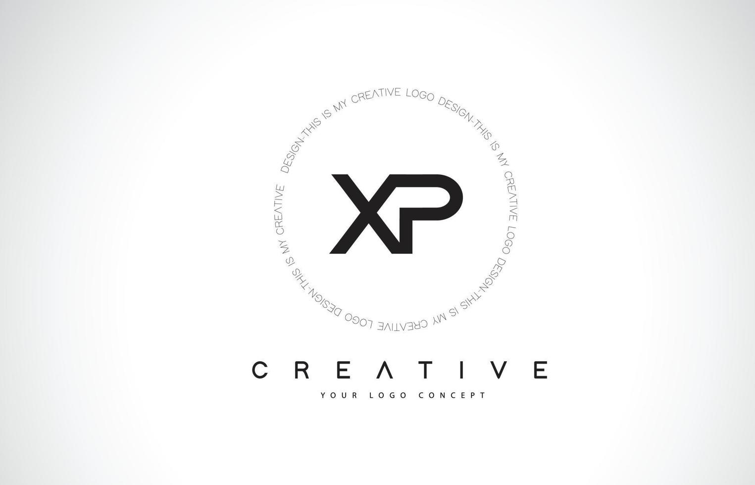 création de logo xp xp avec vecteur de lettre de texte créatif noir et blanc.