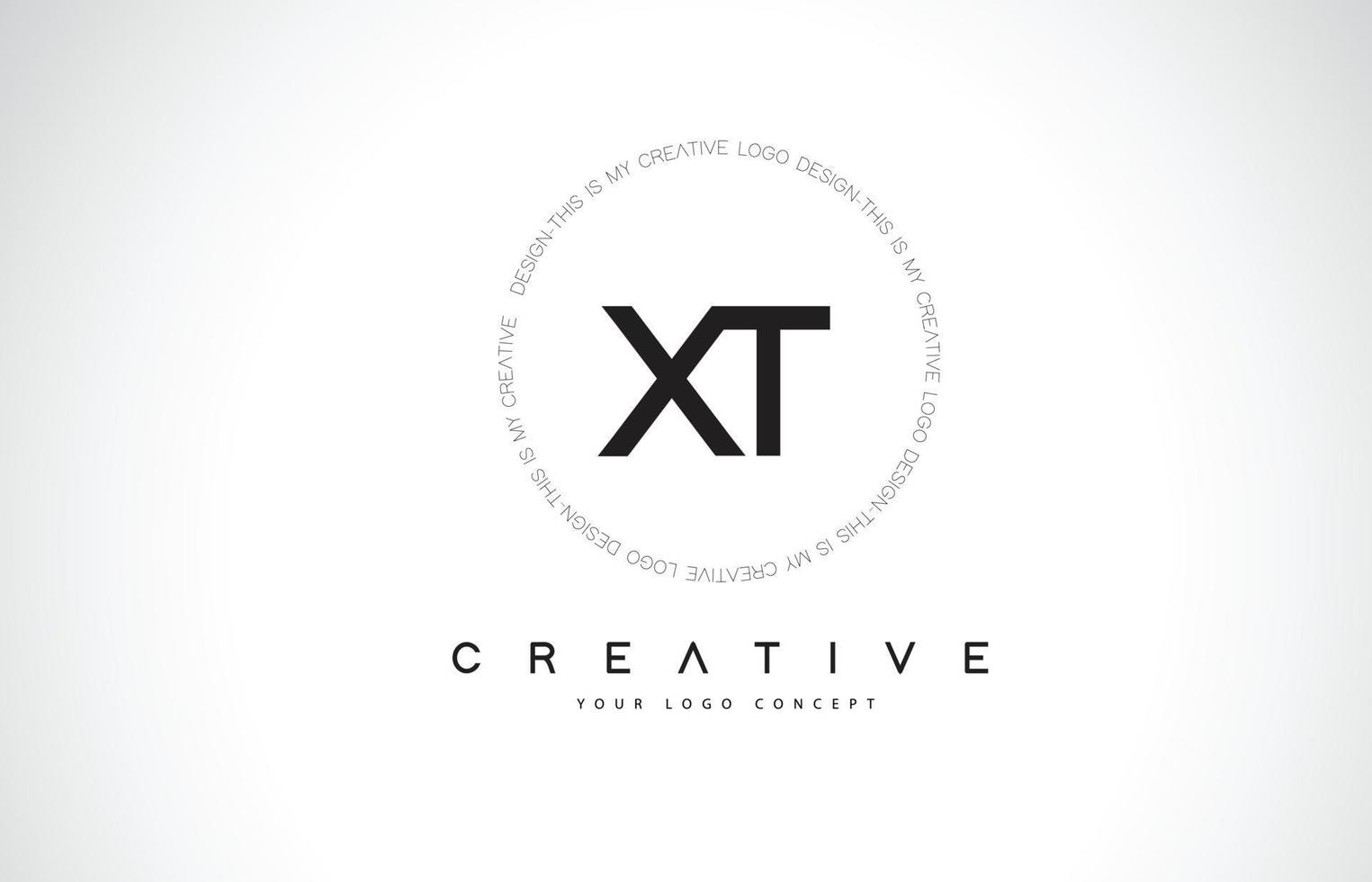 Création de logo xt xt avec vecteur de lettre de texte créatif noir et blanc.