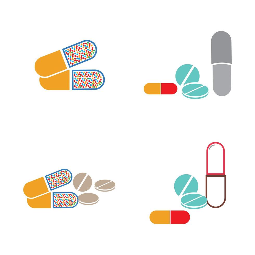 L'icône de pilules médicales modèle de conception d'illustration de logo vectoriel