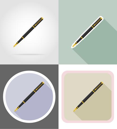 matériel de papeterie stylo set plats icônes illustration vectorielle vecteur