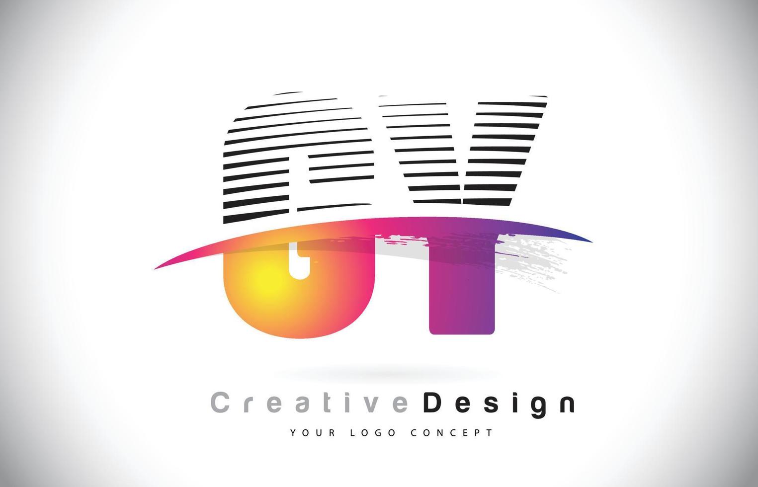 création de logo de lettre gy gy avec des lignes créatives et swosh en couleur de pinceau violet. vecteur