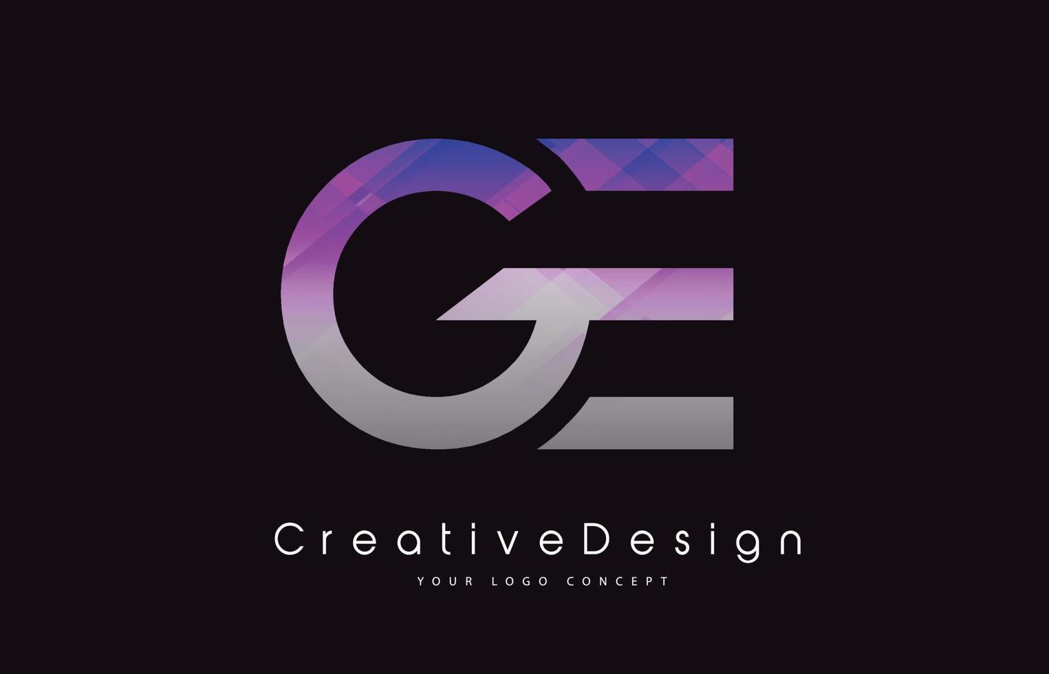 création de logo de lettre ge. texture violette icône créative lettres modernes logo vectoriel. vecteur
