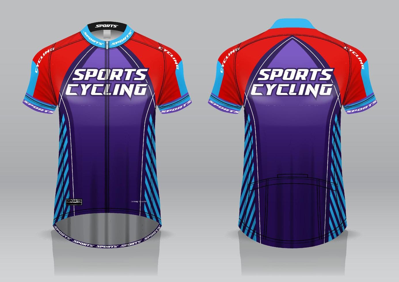 conception de maillot pour le cyclisme, vue avant et arrière, uniforme de fantaisie et facile à modifier et à imprimer, uniforme d'équipe cycliste vecteur