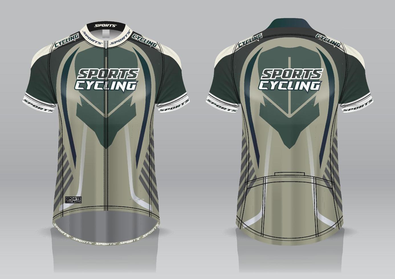 conception de maillot pour le cyclisme, vue avant et arrière, uniforme de fantaisie et facile à modifier et à imprimer, uniforme d'équipe cycliste vecteur