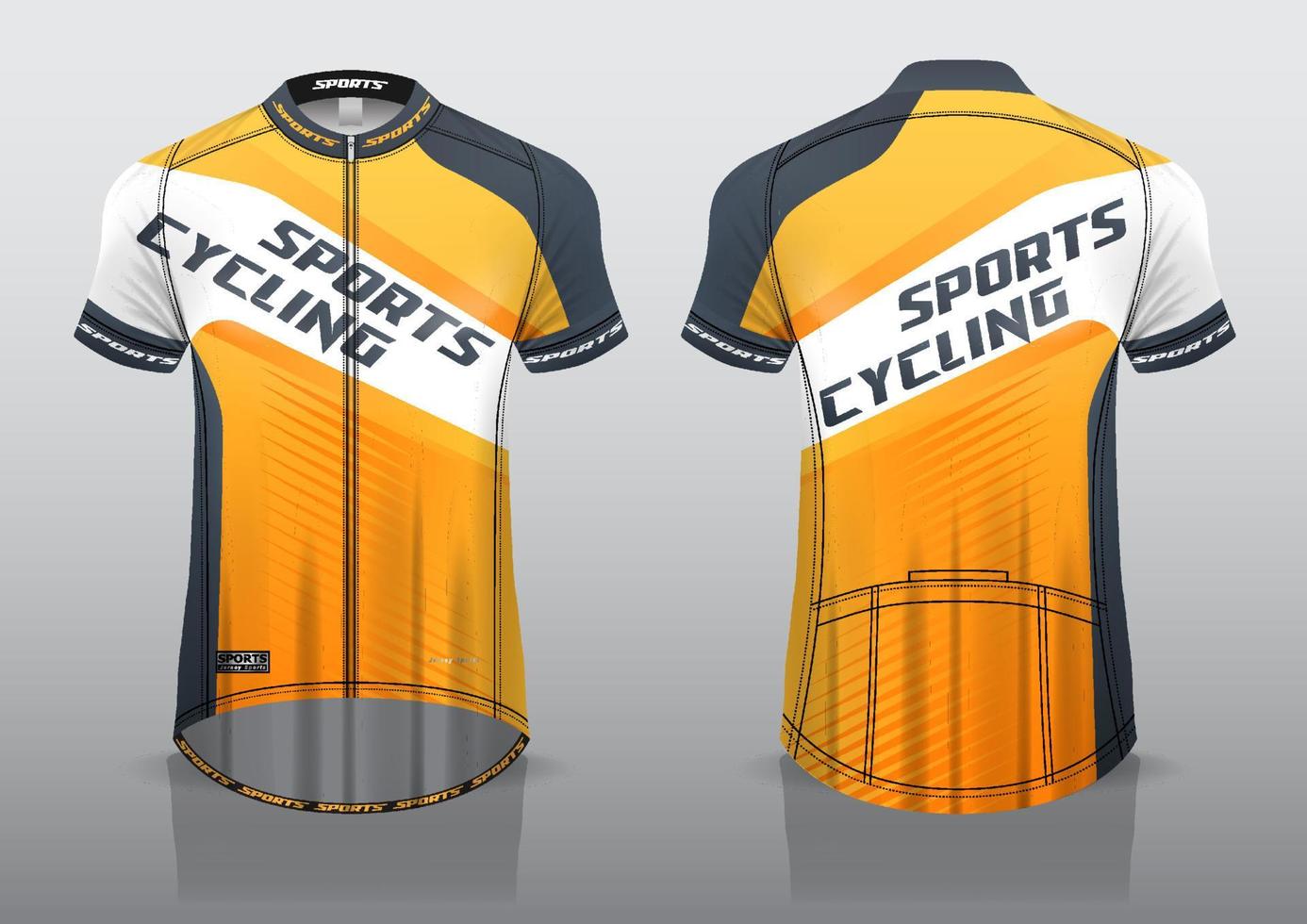 conception de maillot pour le cyclisme, vue sur le devant et le dos du maillot, uniforme de fantaisie et facile à modifier et à imprimer, uniforme d'équipe cycliste vecteur