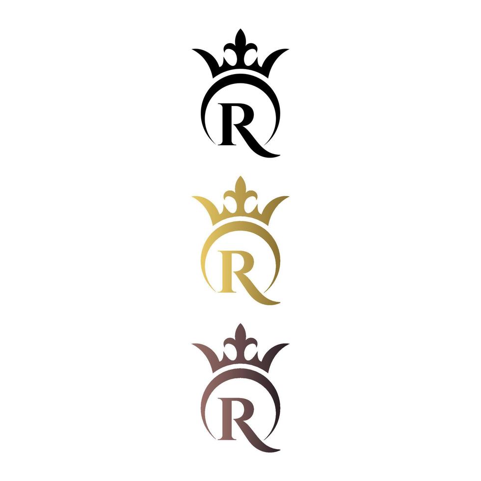 vecteur gratuit de lettre de logo de luxe r avec couronne et symbole royal