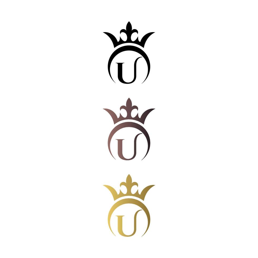 vecteur gratuit de lettre de logo de luxe marque u avec couronne et symbole royal