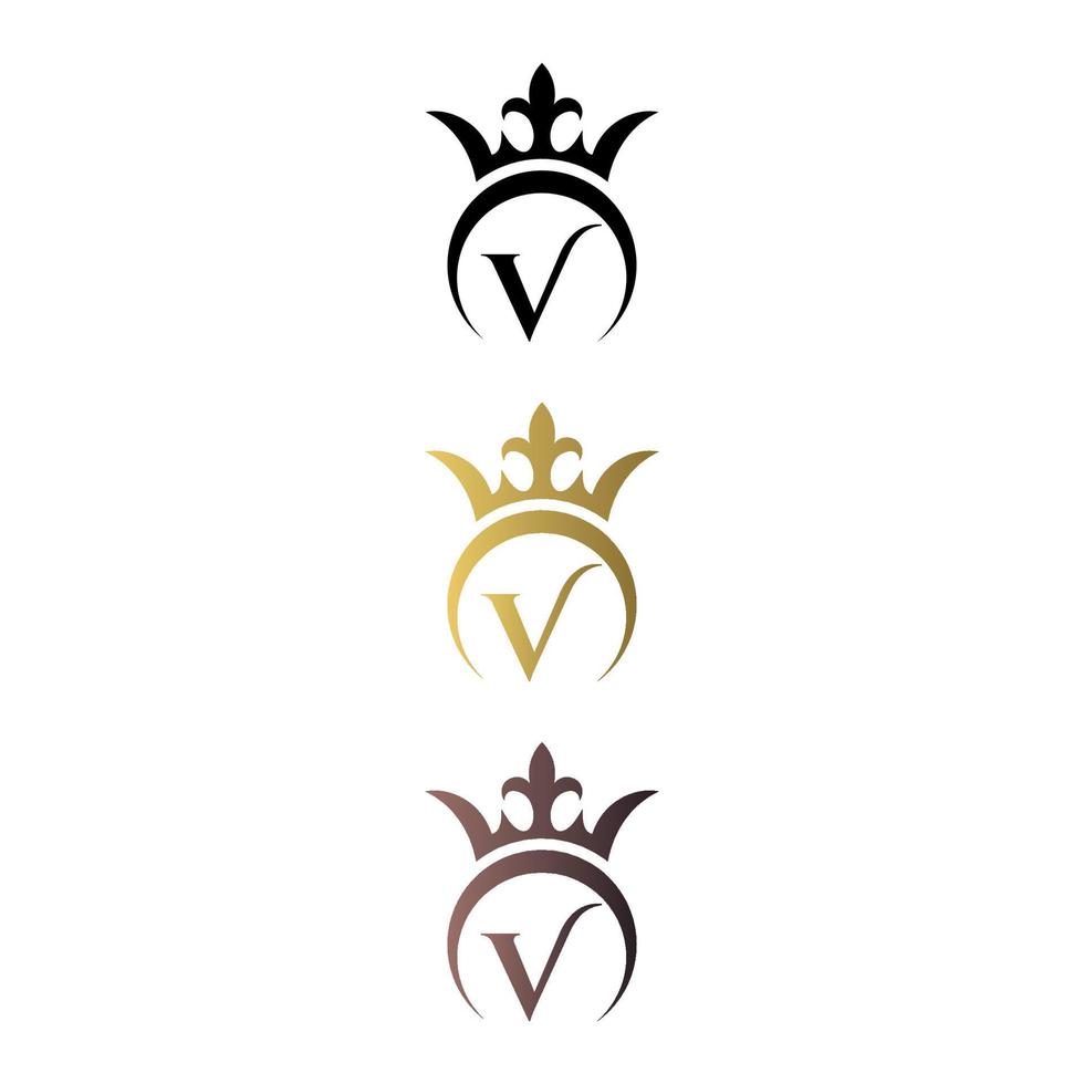 vecteur gratuit de lettre de logo de luxe marque v avec couronne et symbole royal