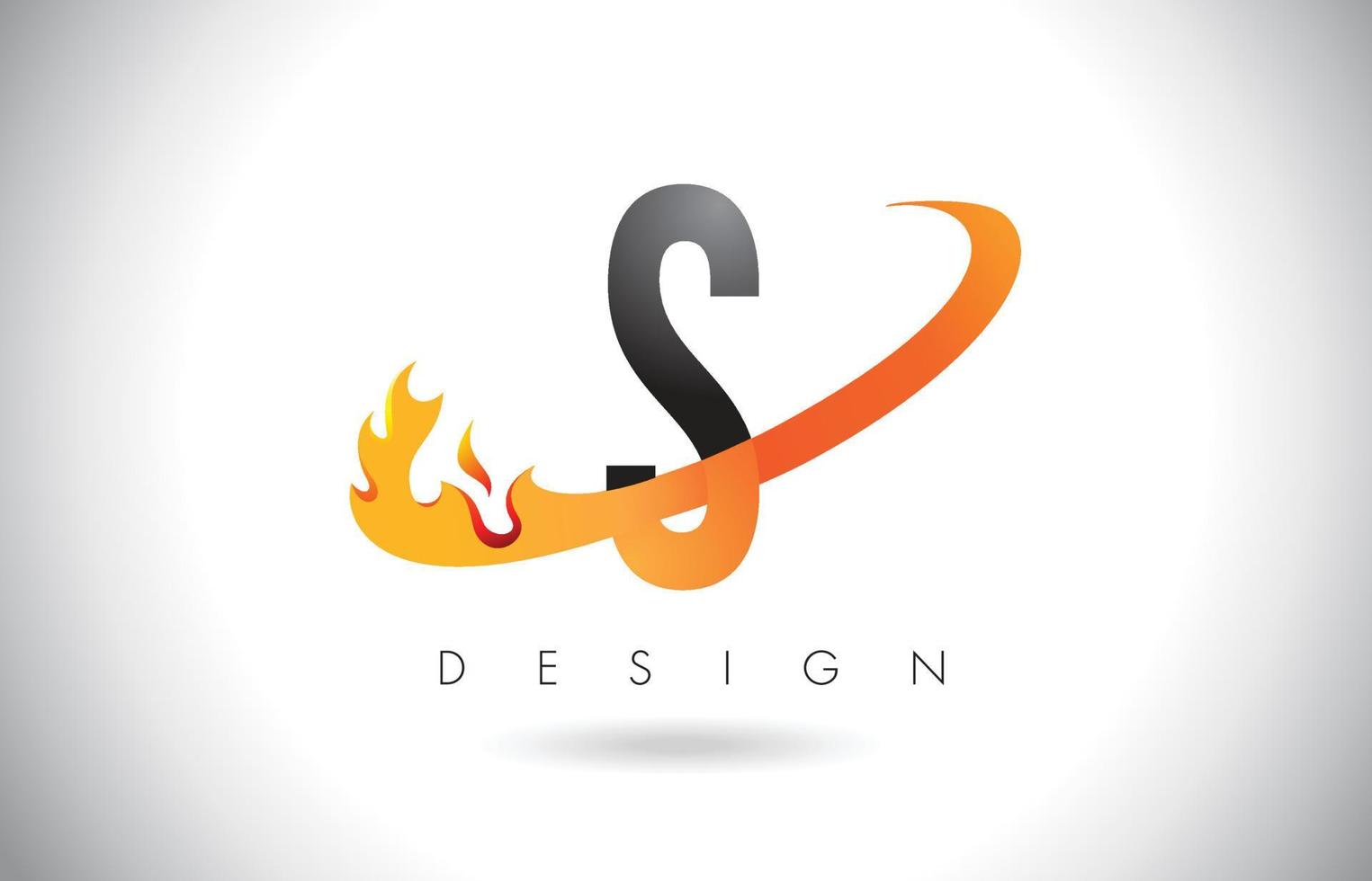 logo de lettre s avec design de flammes de feu et swoosh orange. vecteur