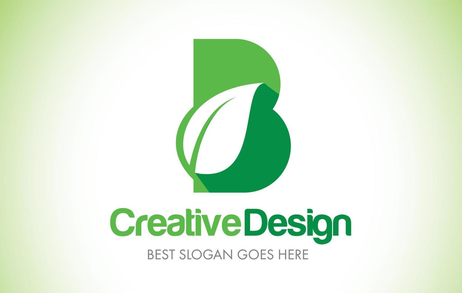 b logo de conception de lettre de feuille verte. eco bio feuille lettre icône illustration logo. vecteur