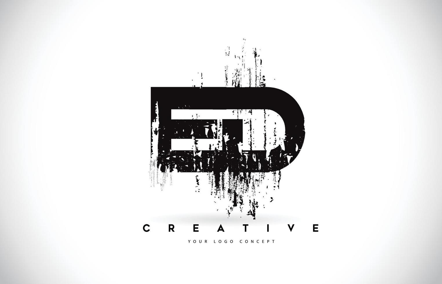 ed ed grunge brush letter logo design en couleurs noires illustration vectorielle. vecteur