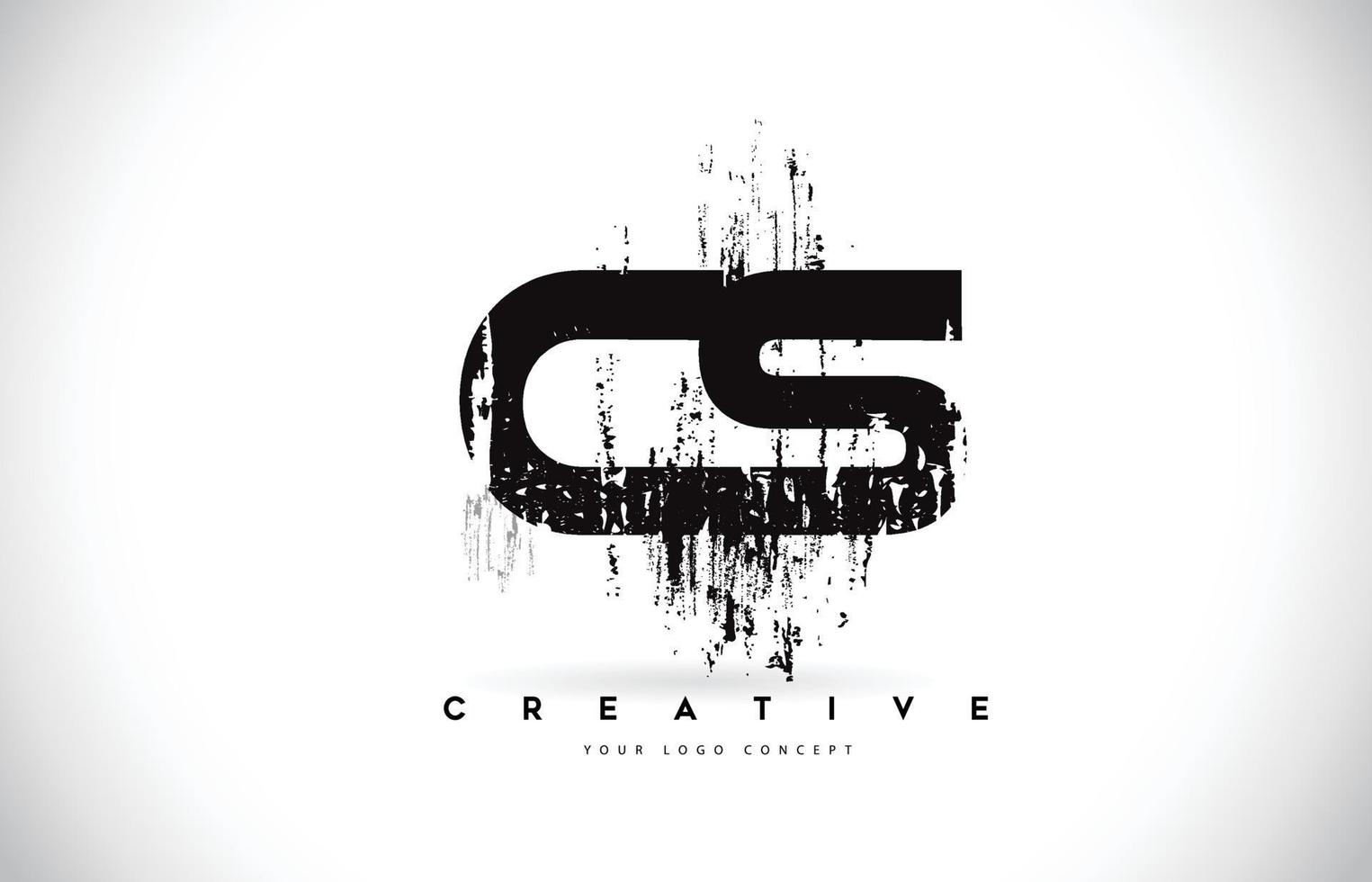 cs cs grunge brush letter logo design en couleurs noires illustration vectorielle. vecteur