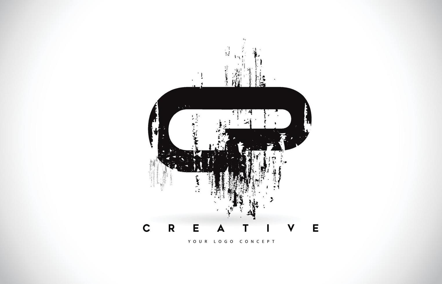 cp cp grunge brush letter logo design en couleurs noires illustration vectorielle. vecteur
