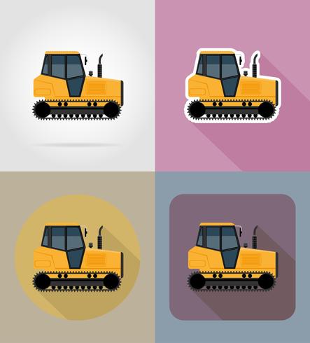 chenille tracteur plat icônes vector illustration