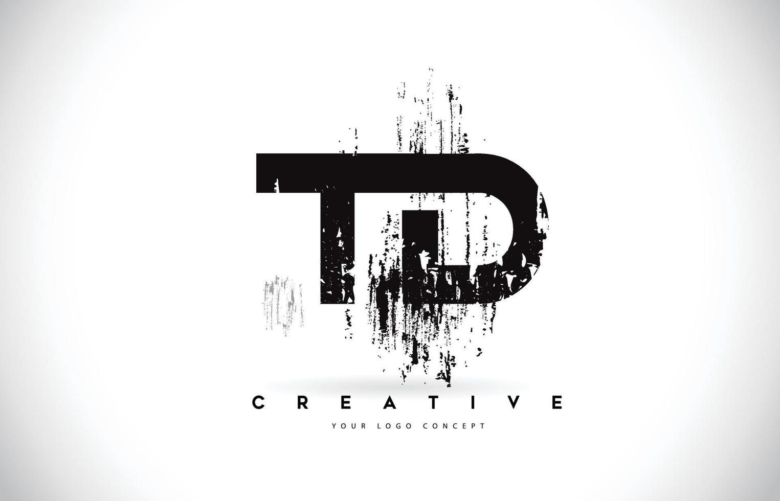td td grunge brush letter logo design en couleurs noires illustration vectorielle. vecteur