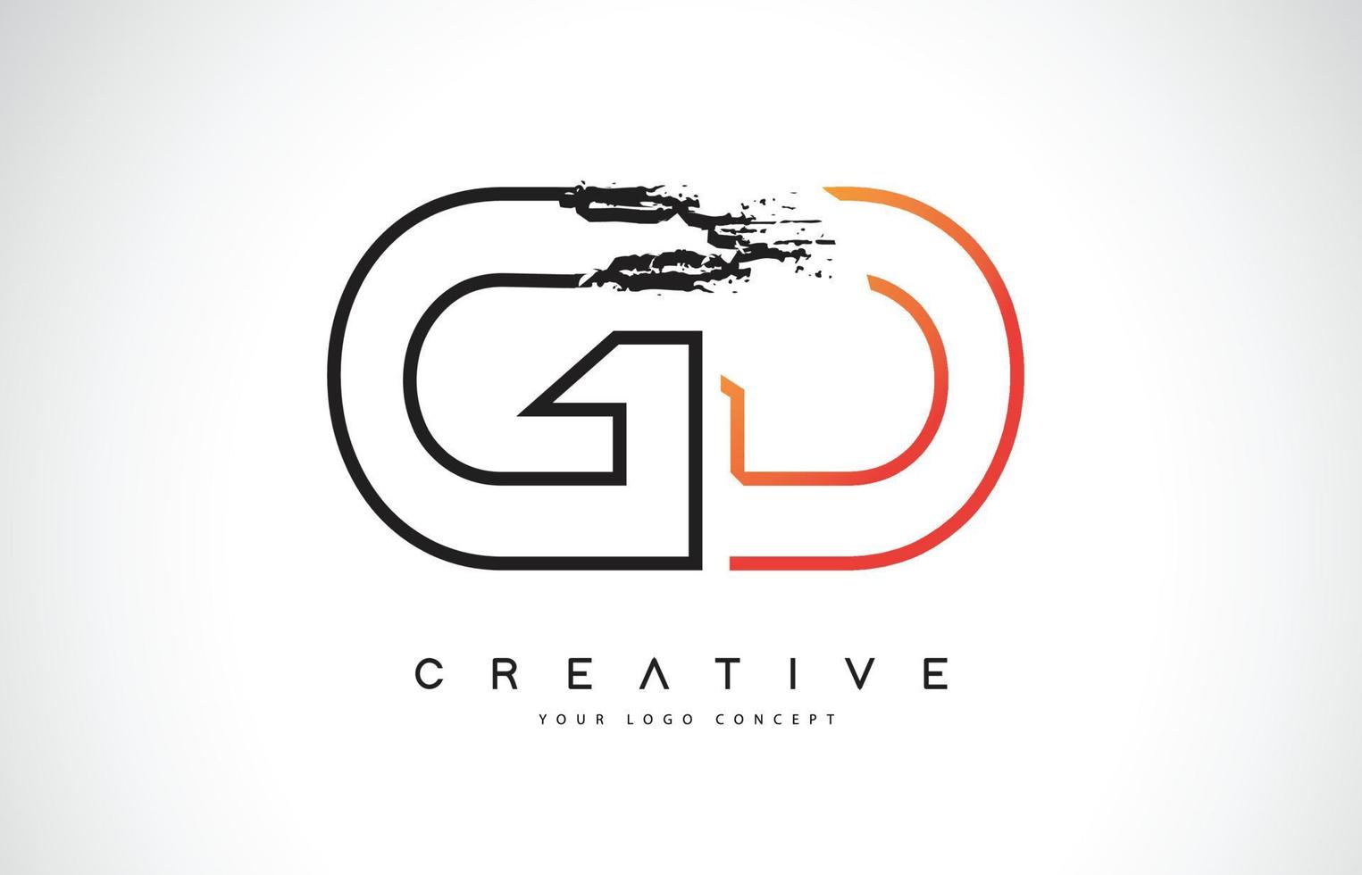 gd creative logo design moderne avec des couleurs orange et noir. conception de lettre de course monogramme. vecteur