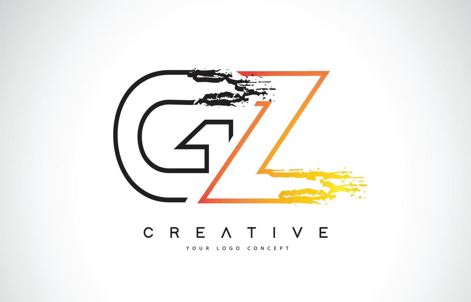 gz création de logo moderne et créatif avec des couleurs orange et noir. conception de lettre de course monogramme. vecteur