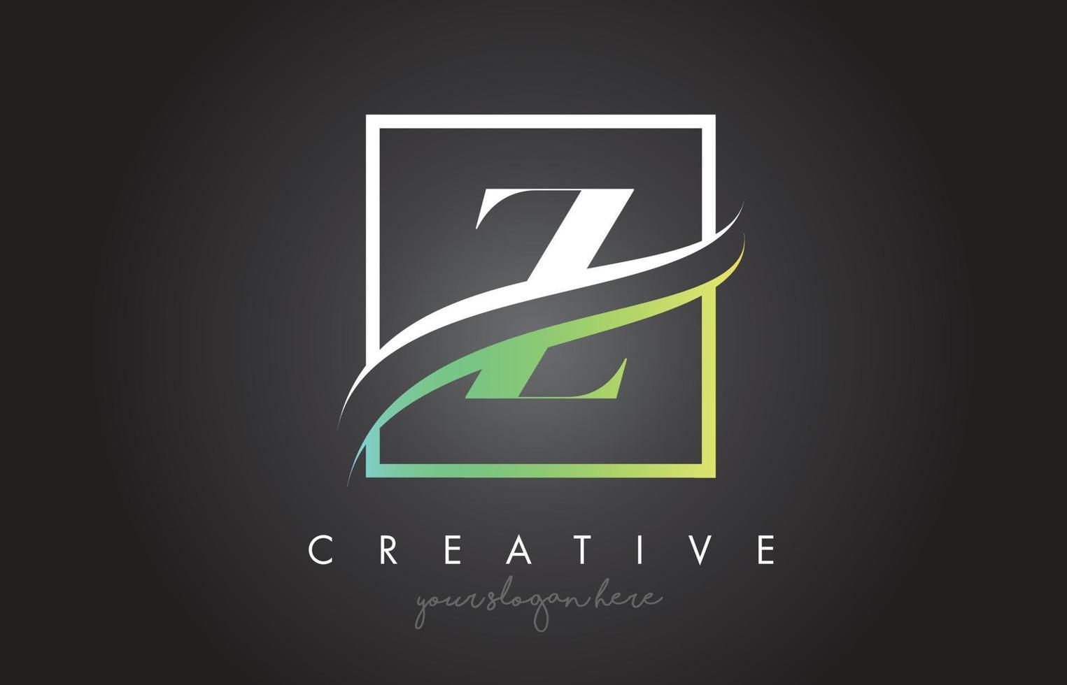 création de logo de lettre z avec bordure swoosh carrée et création d'icônes créatives. vecteur