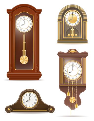 horloge vieux rétro set icône illustration vectorielle stock vecteur
