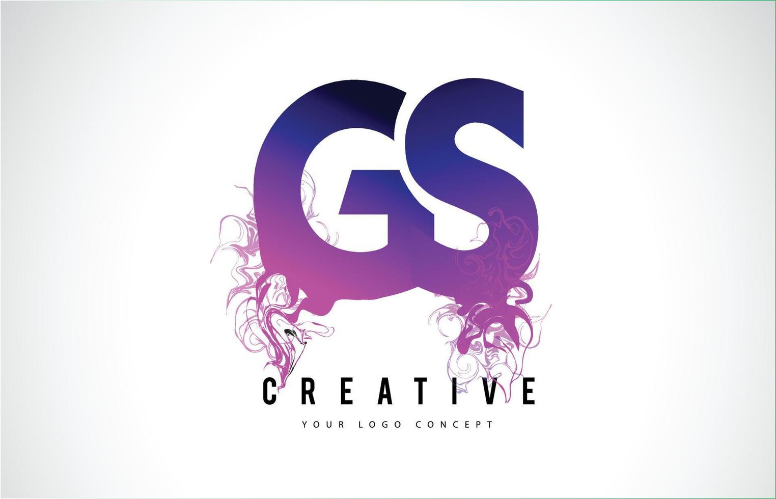 création de logo de lettre gs gs violet avec effet liquide qui coule vecteur