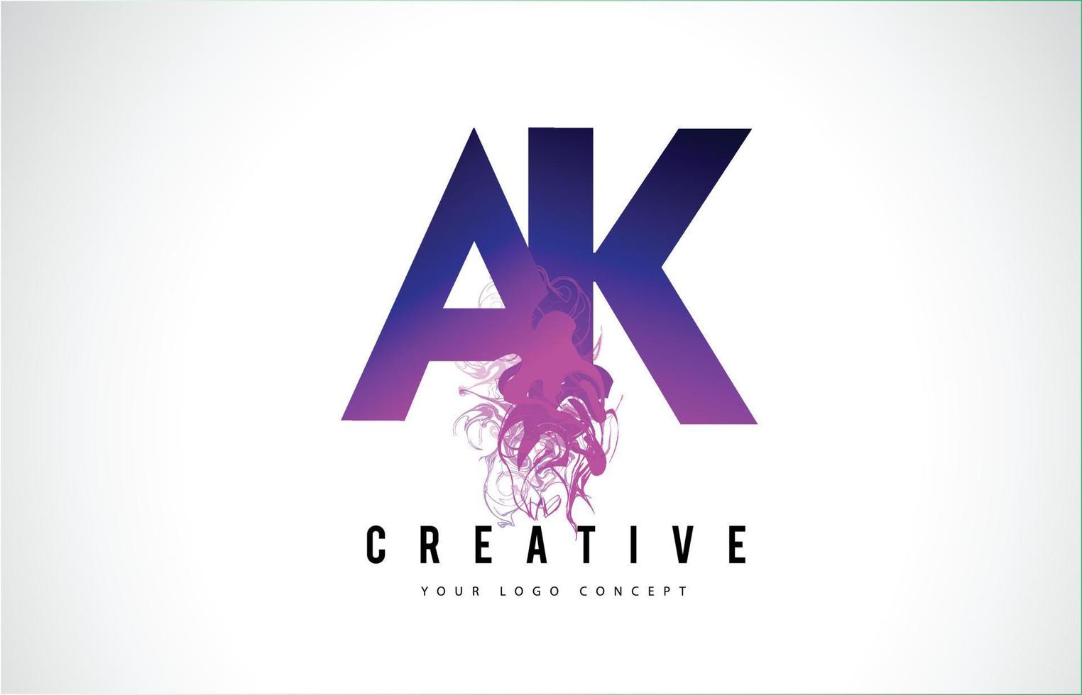 création de logo de lettre ak ak violet avec effet liquide qui coule vecteur