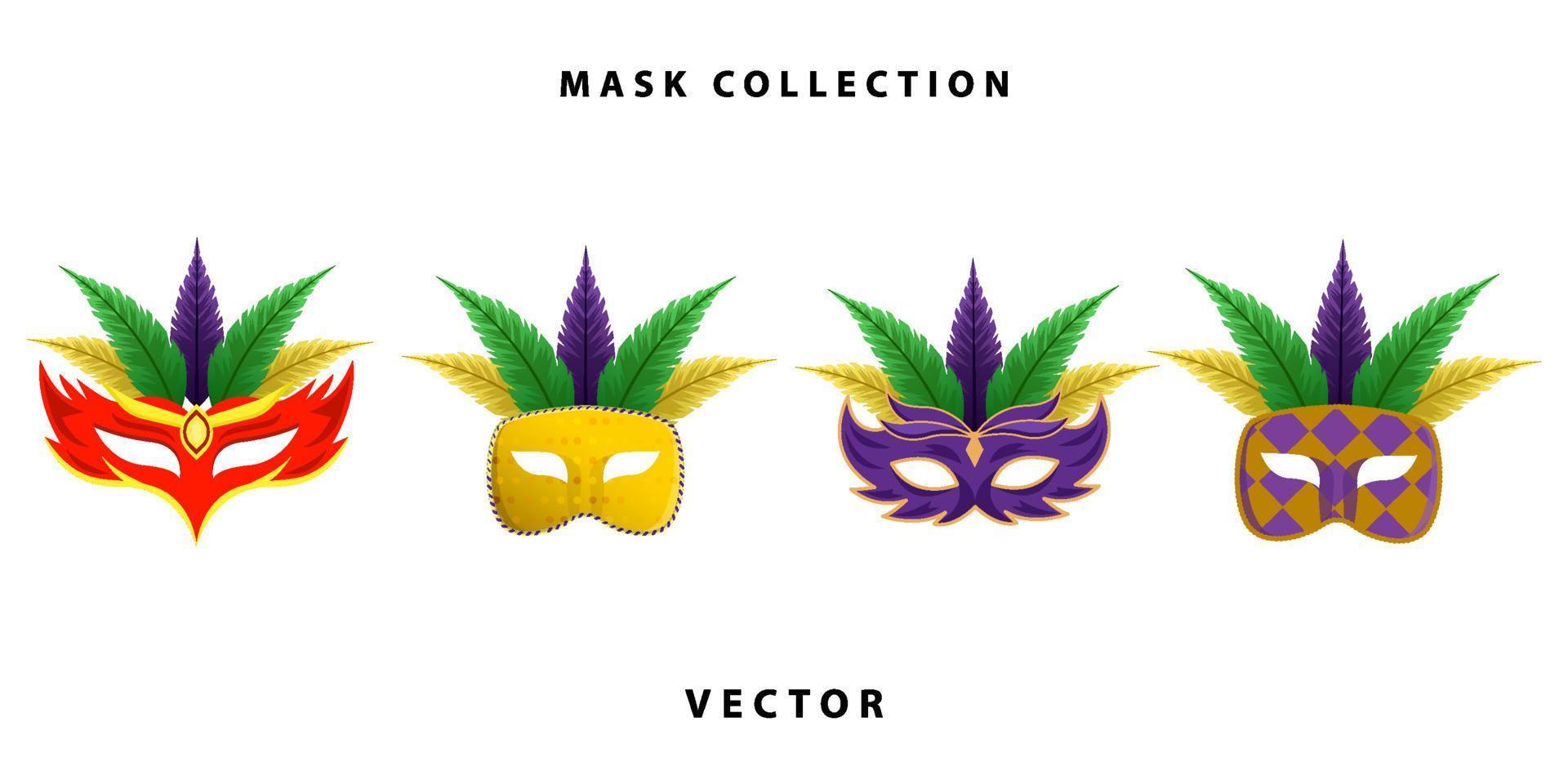 illustration de conception de vecteur de collection de masques pour mardi gras