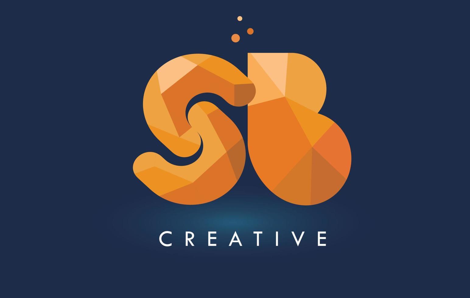 lettre sb avec logo triangles origami. conception créative d'origami jaune orange. vecteur