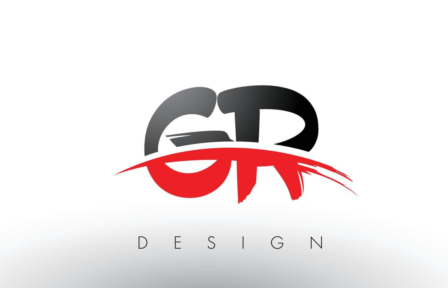lettres du logo gr gr avec brosse swoosh rouge et noir vecteur