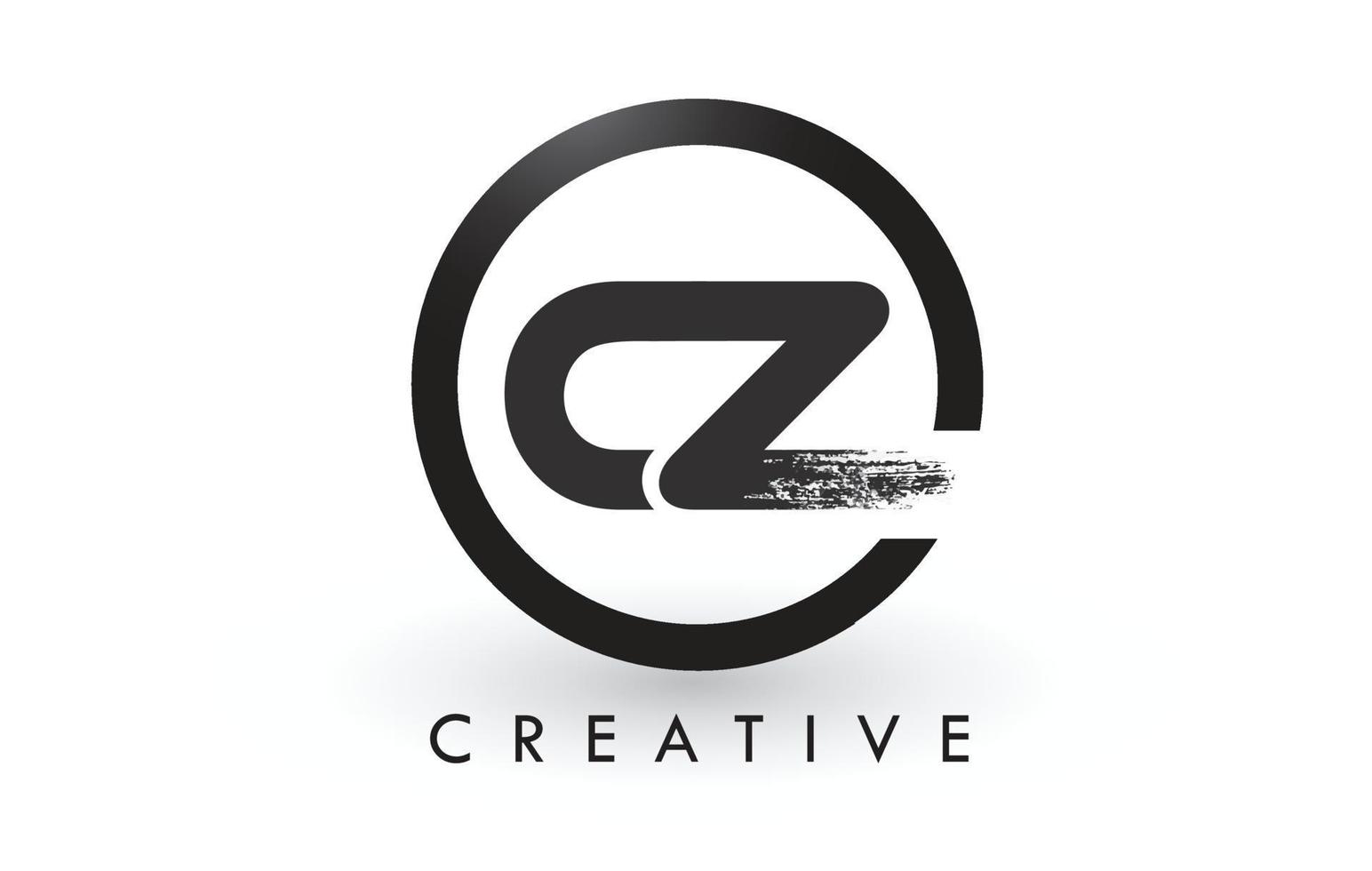 création de logo de lettre de brosse cz. logo d'icône de lettres brossées créatives. vecteur