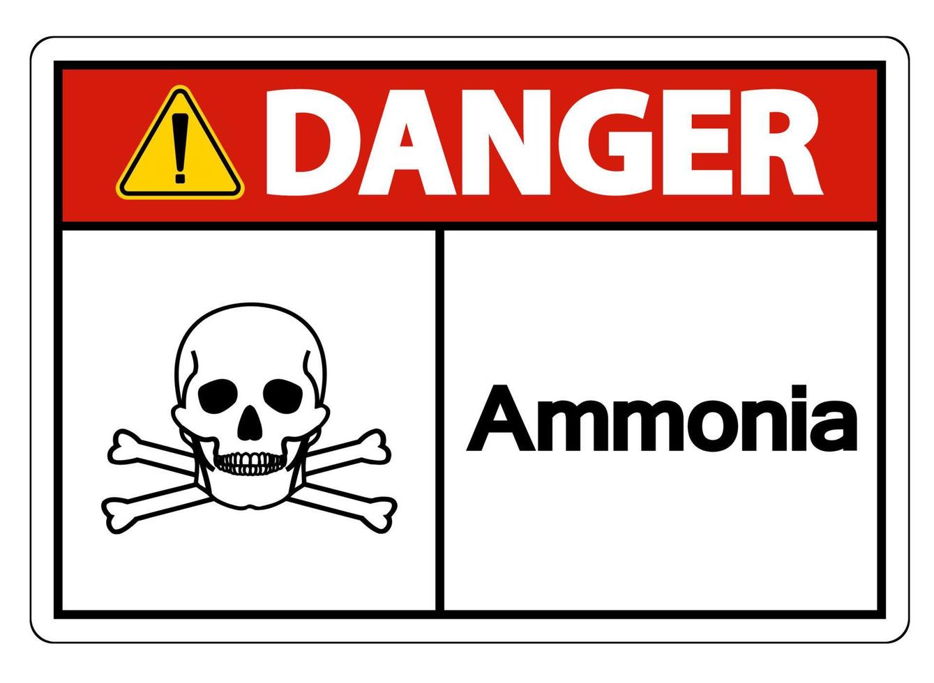 Signe de symbole d'ammoniaque de danger sur le fond blanc vecteur