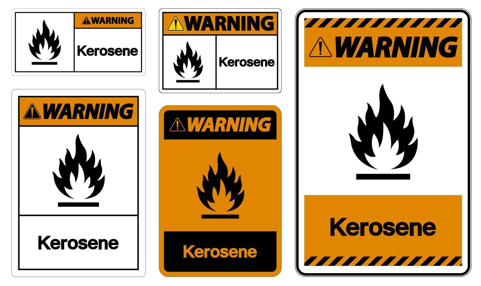 Avertissement symbole de kérosène signe sur fond blanc vecteur