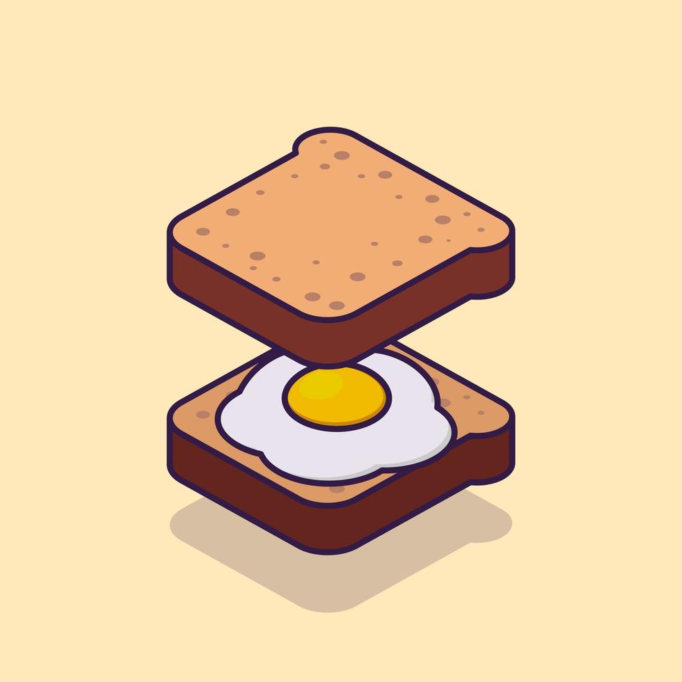 illustration d'icône de toast et d'oeuf flottant vecteur