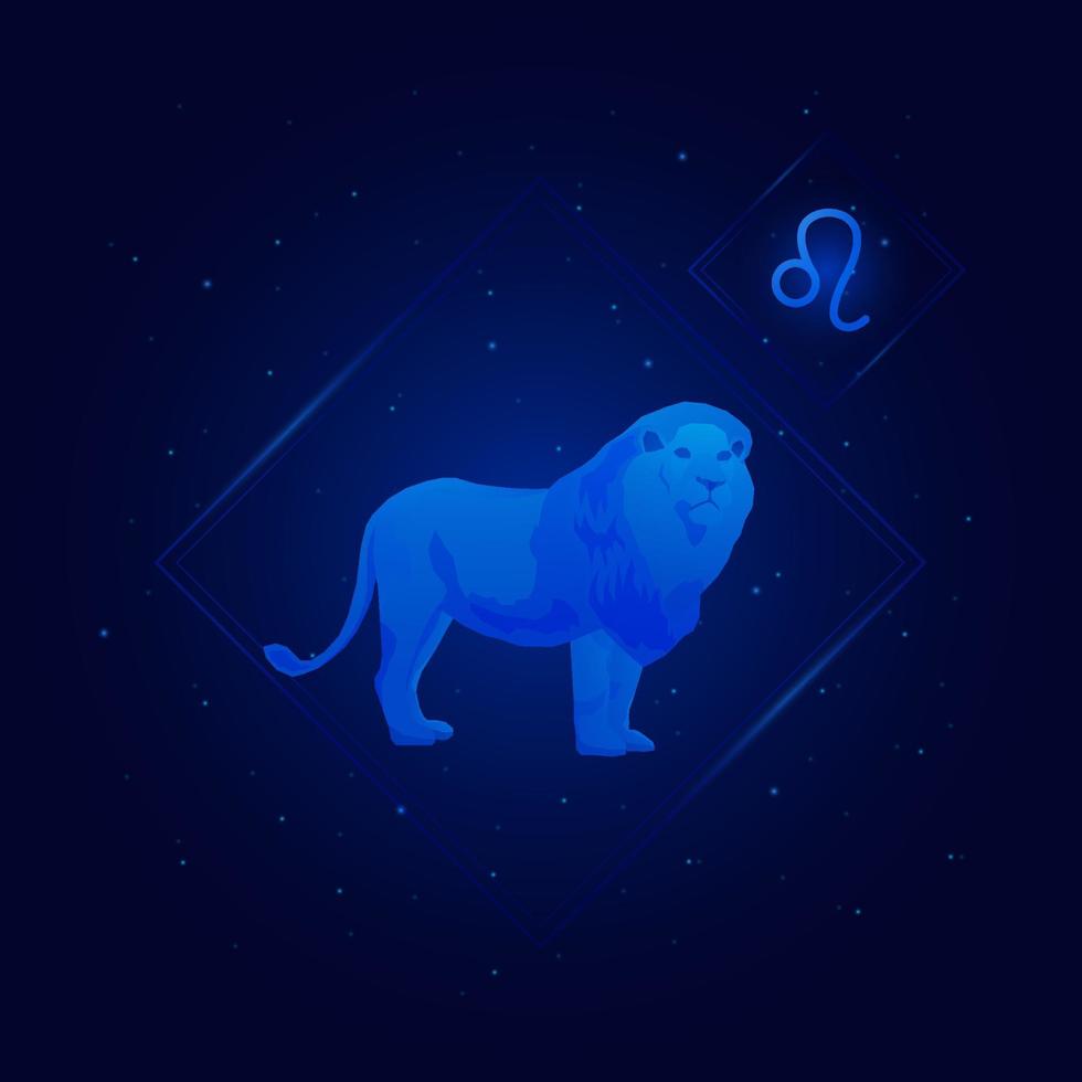 icônes de signe du zodiaque lion, lion du zodiaque avec fond d'étoiles galaxie, horoscope astrologique avec signes vecteur