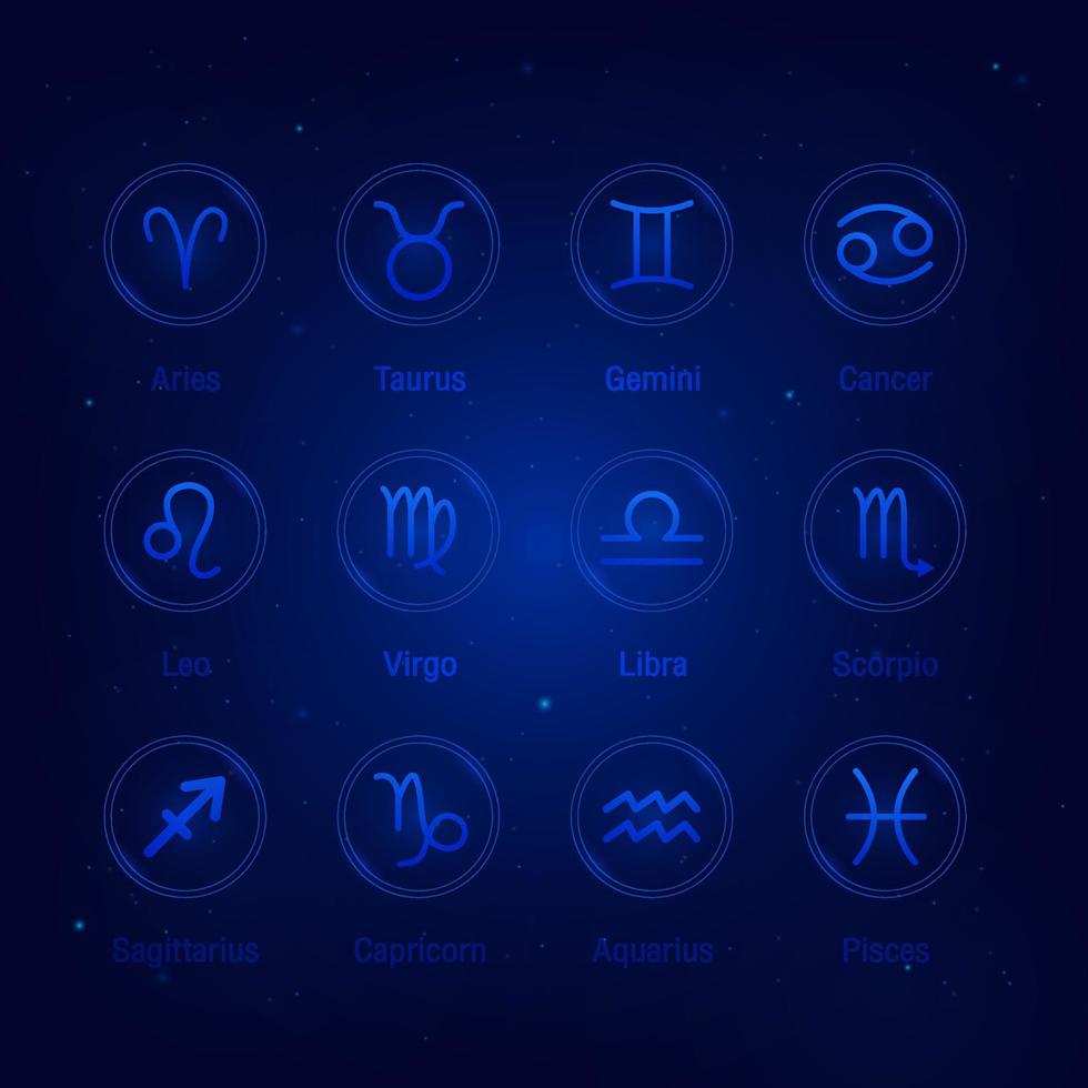icônes de signe du zodiaque, signes du zodiaque avec fond d'étoiles galaxie, horoscope astrologique avec signes vecteur