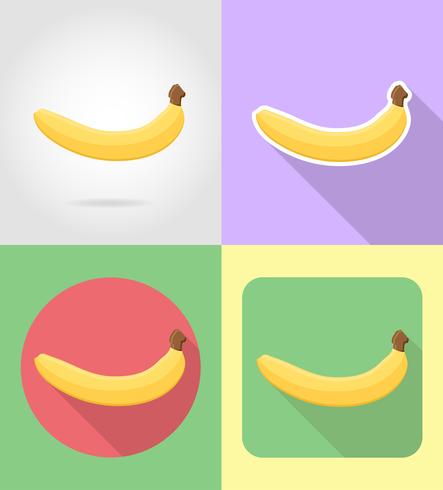 banane fruits plats mis icônes avec l&#39;illustration vectorielle ombre vecteur