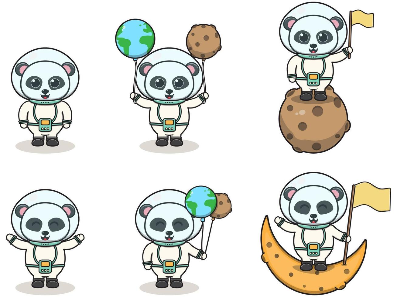 illustration vectorielle de panda mignon avec un costume d'astronaute. vecteur