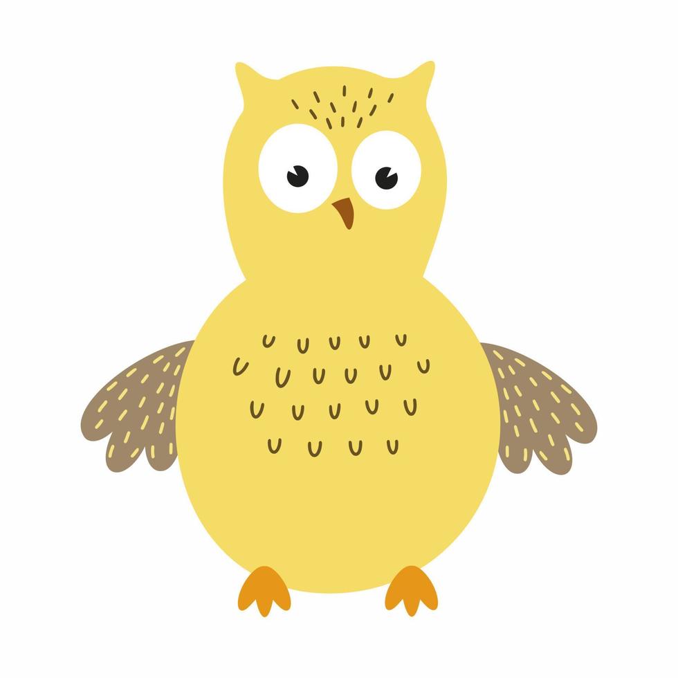 hibou drôle pour les enfants dans un style doodle. vecteur