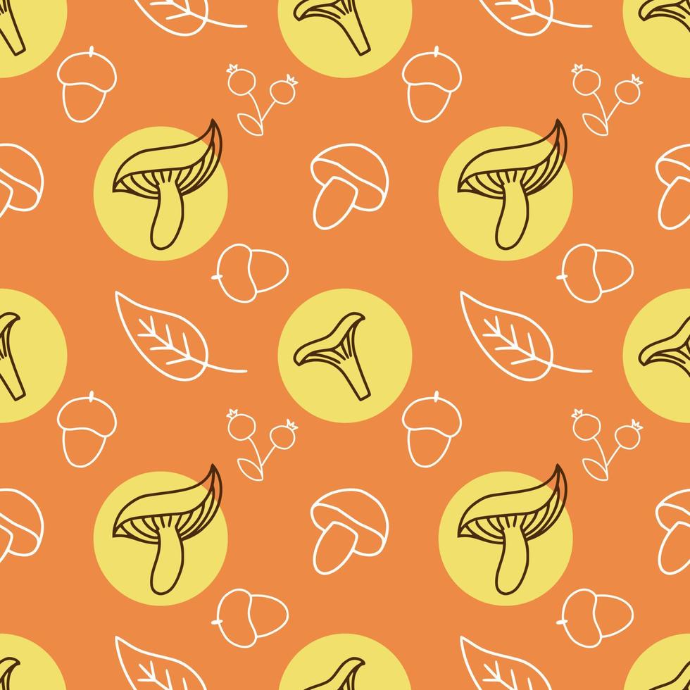 fond d'automne sans couture avec des champignons. motif orange pour l'impression sur tissu et papier d'emballage. vecteur