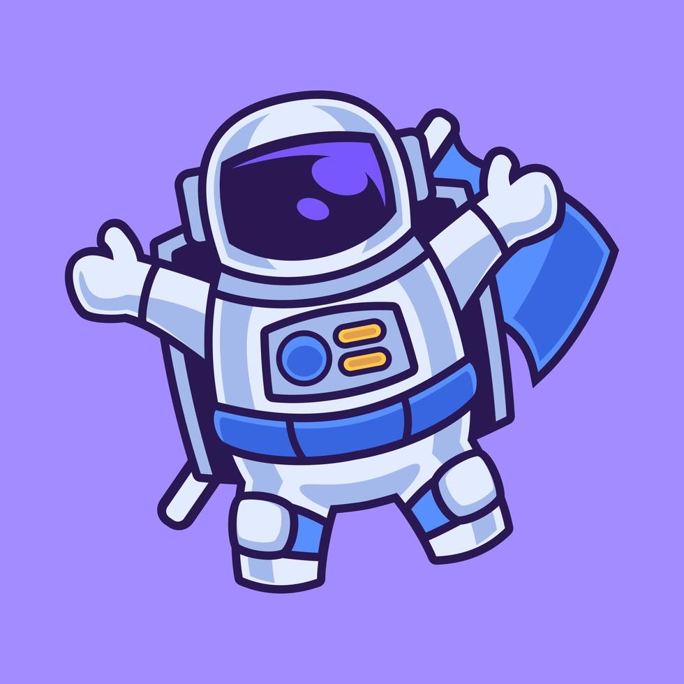 astronaute de personnage de dessin animé flottant et agitant vecteur