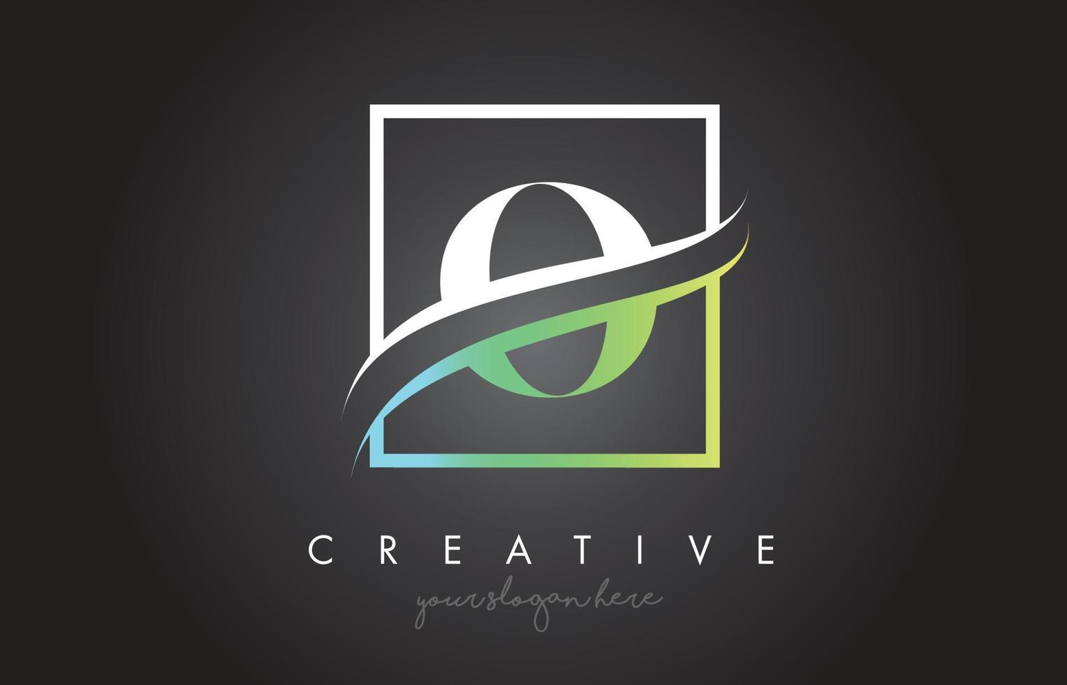 Création de logo de lettre o avec bordure swoosh carrée et création d'icônes créatives. vecteur