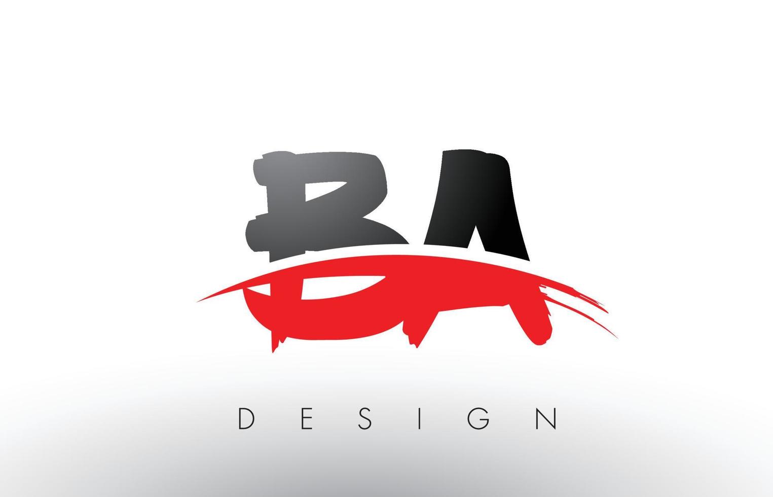 Lettres du logo ba ba brush avec devant de la brosse swoosh rouge et noir vecteur